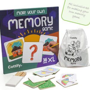 Arts & Crafts DIY Wooden Memory Game Kit Personalize Your Own 36 Cards Ages 3+